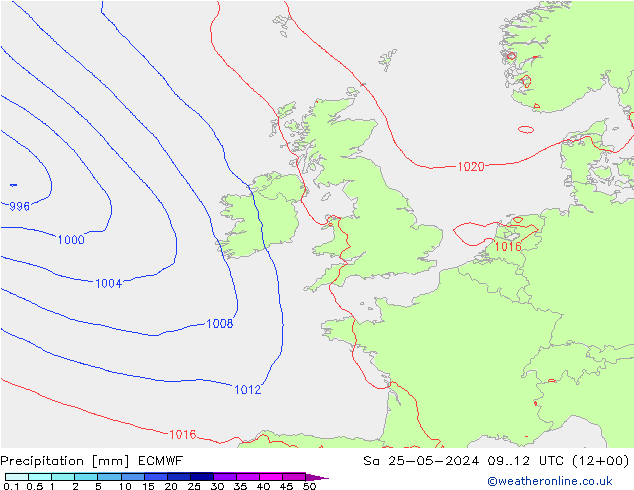 Neerslag ECMWF za 25.05.2024 12 UTC