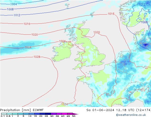 Precipitation ECMWF Sa 01.06.2024 18 UTC