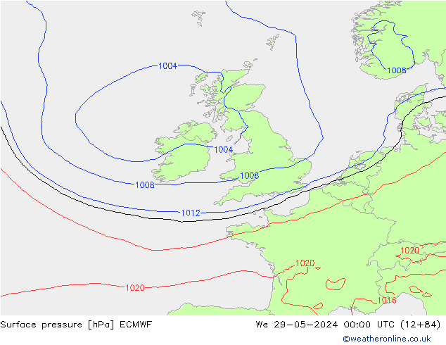 Surface pressure ECMWF We 29.05.2024 00 UTC