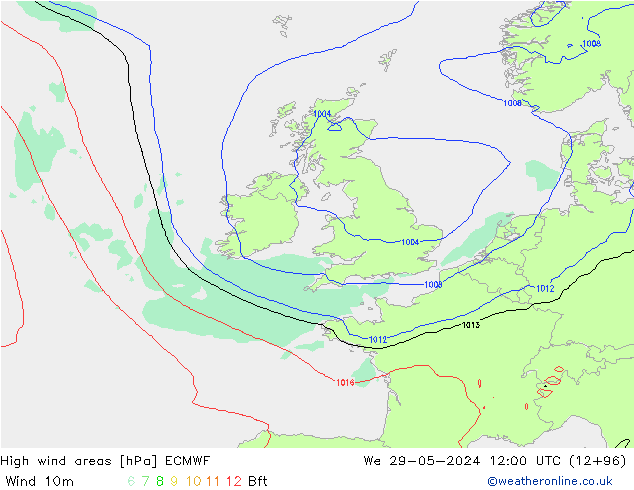 High wind areas ECMWF St 29.05.2024 12 UTC