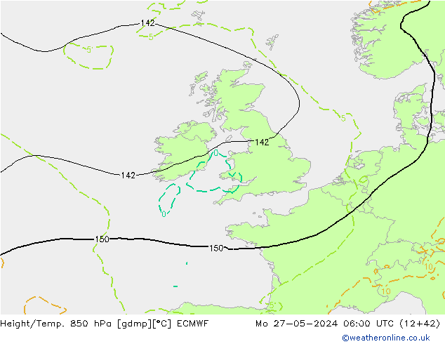 Z500/Rain (+SLP)/Z850 ECMWF Mo 27.05.2024 06 UTC