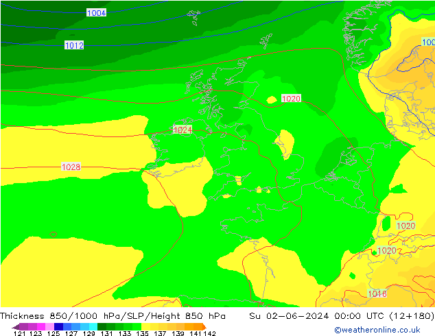 Thck 850-1000 hPa ECMWF  02.06.2024 00 UTC