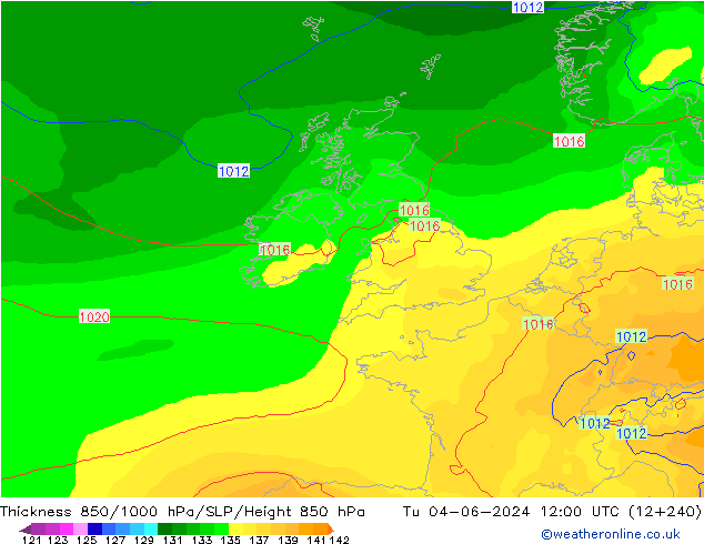 Schichtdicke 850-1000 hPa ECMWF Di 04.06.2024 12 UTC