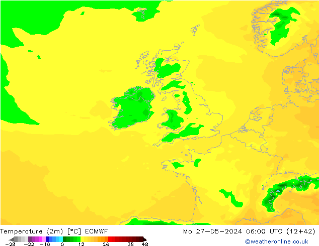 Temperature (2m) ECMWF Po 27.05.2024 06 UTC