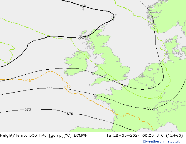 Z500/Regen(+SLP)/Z850 ECMWF di 28.05.2024 00 UTC