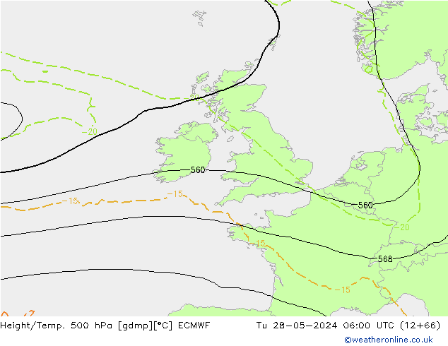 Z500/Yağmur (+YB)/Z850 ECMWF Sa 28.05.2024 06 UTC