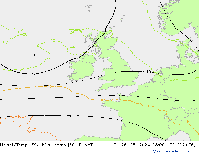 Z500/Rain (+SLP)/Z850 ECMWF mar 28.05.2024 18 UTC