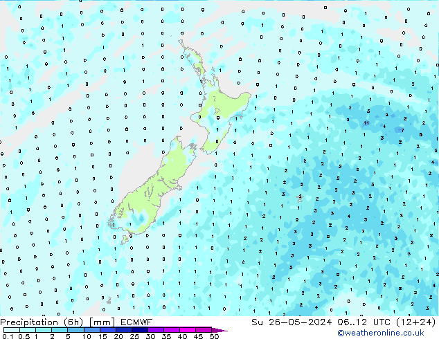 Précipitation (6h) ECMWF dim 26.05.2024 12 UTC