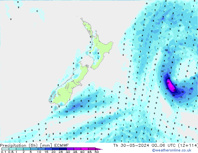 Nied. akkumuliert (6Std) ECMWF Do 30.05.2024 06 UTC