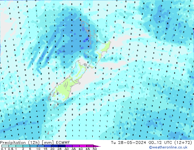 Precipitazione (12h) ECMWF mar 28.05.2024 12 UTC