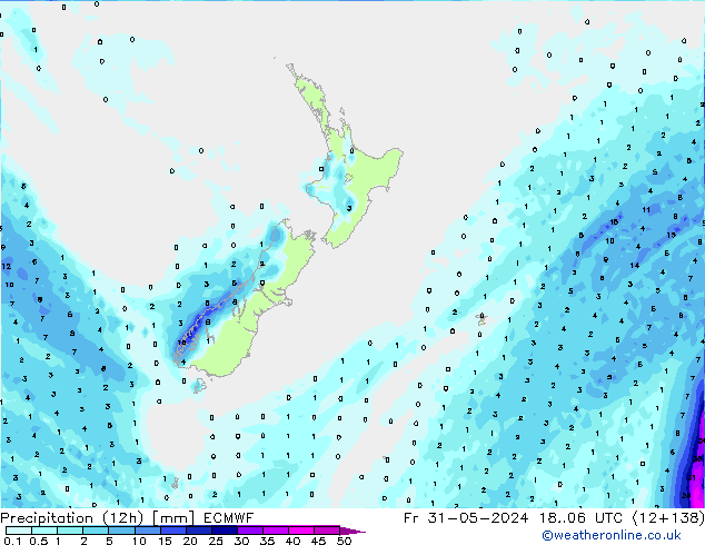 Precipitation (12h) ECMWF Fr 31.05.2024 06 UTC