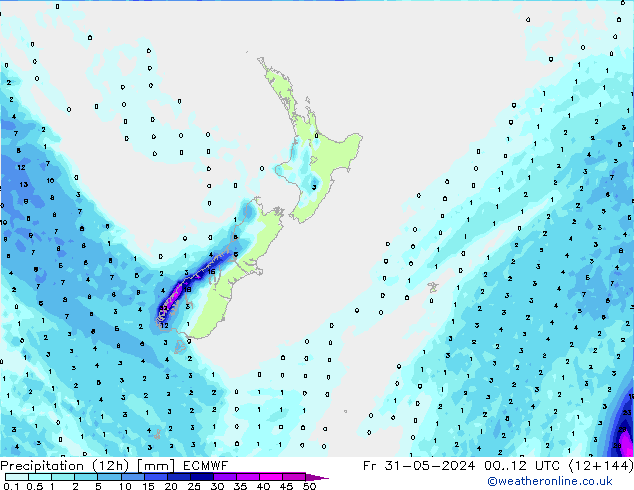 Precipitation (12h) ECMWF Fr 31.05.2024 12 UTC