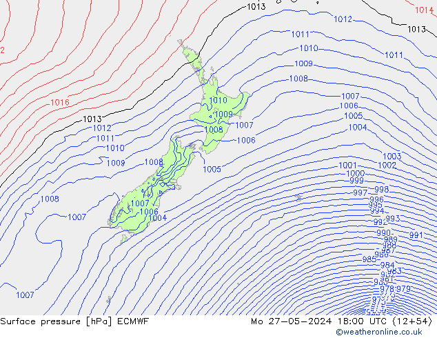 Pressione al suolo ECMWF lun 27.05.2024 18 UTC