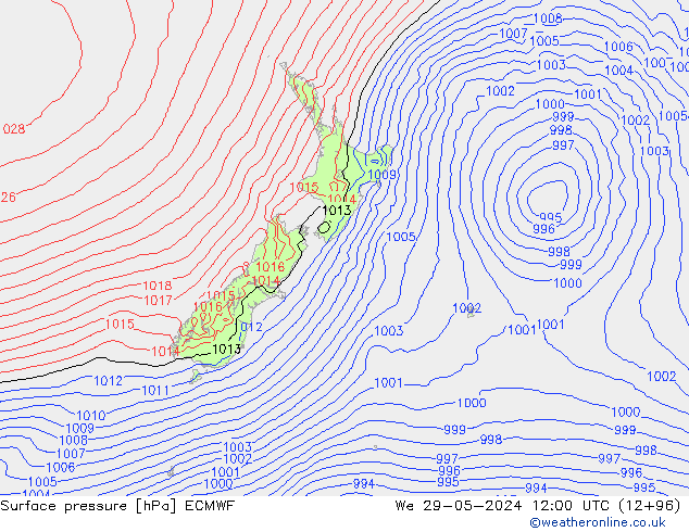 Pressione al suolo ECMWF mer 29.05.2024 12 UTC