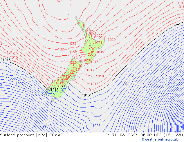 pressão do solo ECMWF Sex 31.05.2024 06 UTC