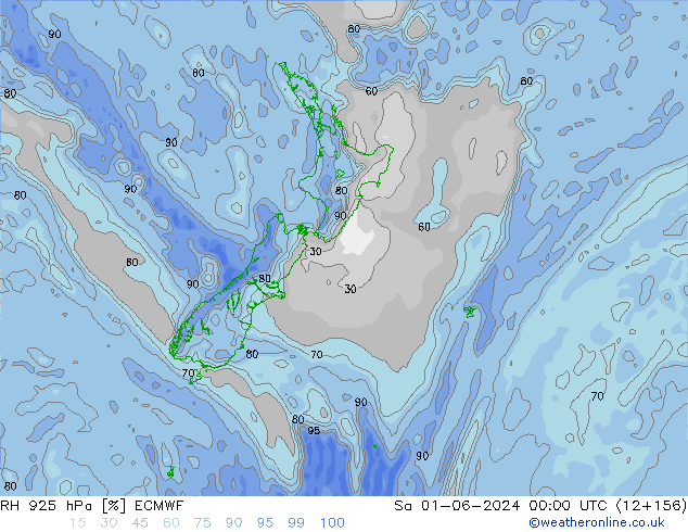 RH 925 hPa ECMWF so. 01.06.2024 00 UTC