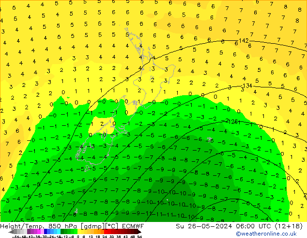 Z500/Rain (+SLP)/Z850 ECMWF  26.05.2024 06 UTC