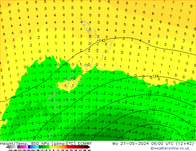 Z500/Rain (+SLP)/Z850 ECMWF Mo 27.05.2024 06 UTC