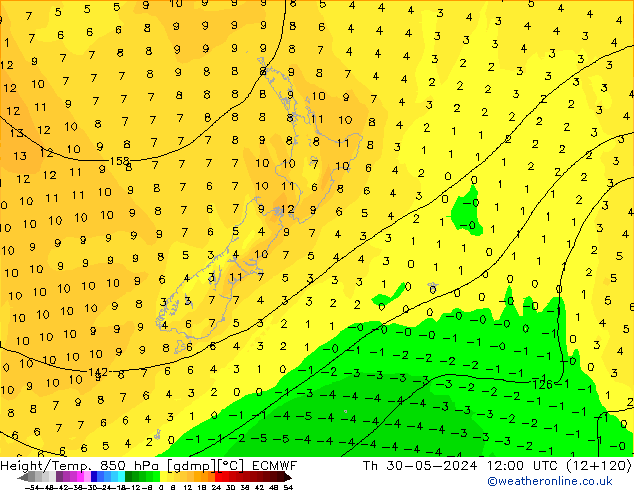 Height/Temp. 850 hPa ECMWF  30.05.2024 12 UTC