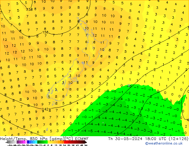 Z500/Rain (+SLP)/Z850 ECMWF czw. 30.05.2024 18 UTC