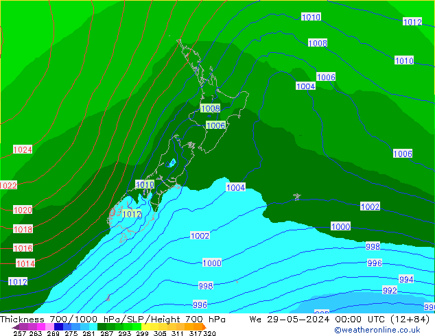 Thck 700-1000 гПа ECMWF ср 29.05.2024 00 UTC