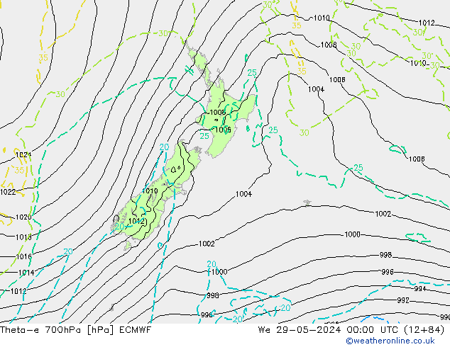 Theta-e 700гПа ECMWF ср 29.05.2024 00 UTC