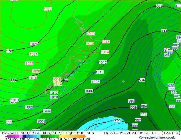 Schichtdicke 500-1000 hPa ECMWF Do 30.05.2024 06 UTC