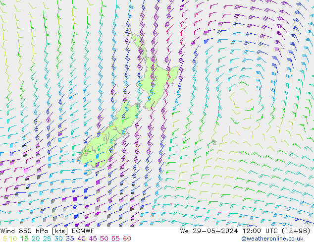 Wind 850 hPa ECMWF wo 29.05.2024 12 UTC