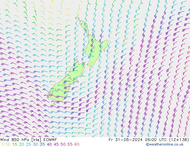 ветер 850 гПа ECMWF пт 31.05.2024 06 UTC