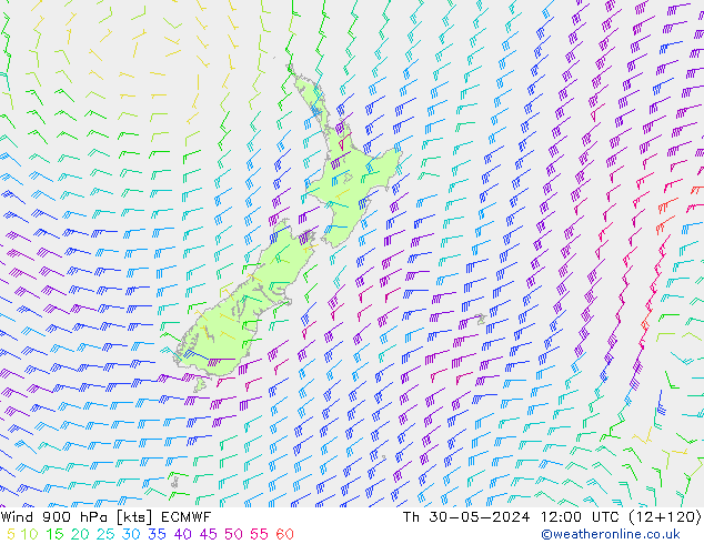 Vento 900 hPa ECMWF Qui 30.05.2024 12 UTC