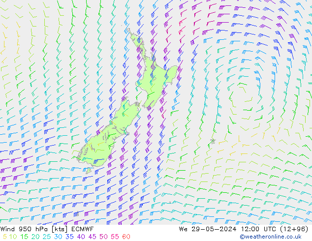 Rüzgar 950 hPa ECMWF Çar 29.05.2024 12 UTC