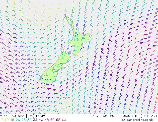 Vento 950 hPa ECMWF Sex 31.05.2024 00 UTC