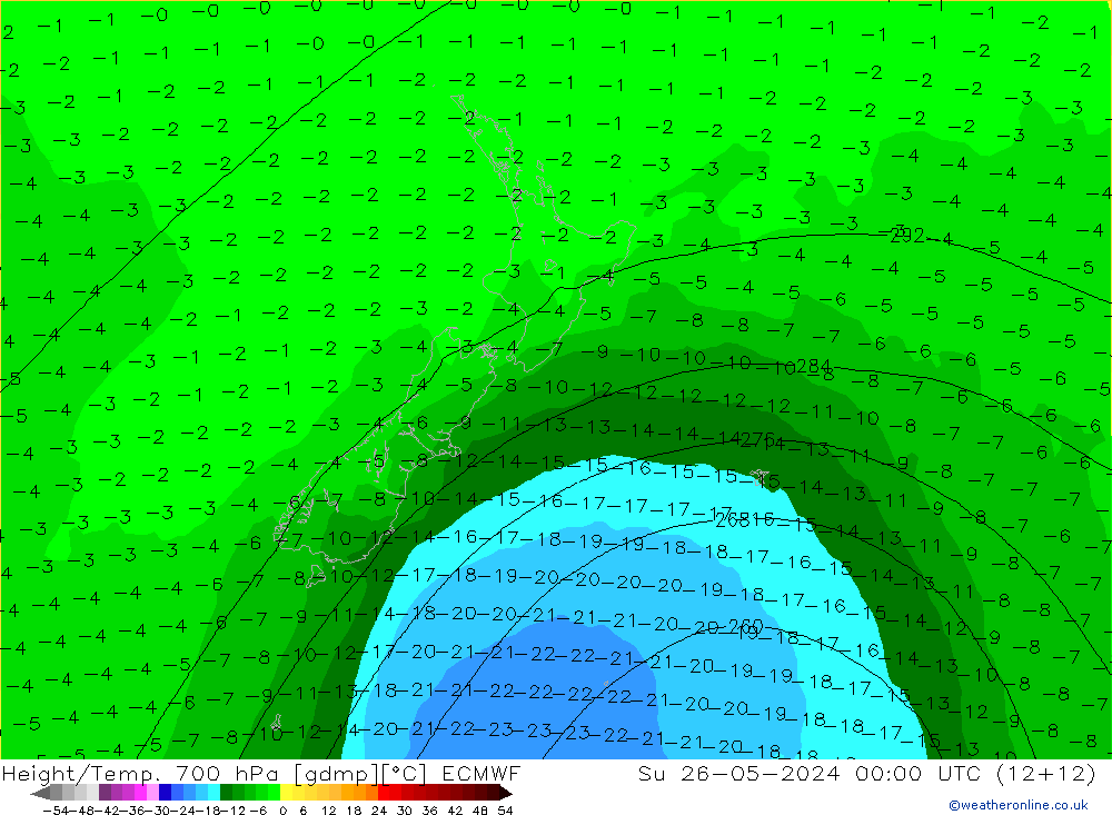 Height/Temp. 700 hPa ECMWF Ne 26.05.2024 00 UTC