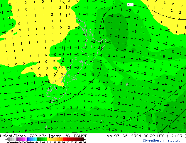 Hoogte/Temp. 700 hPa ECMWF ma 03.06.2024 00 UTC