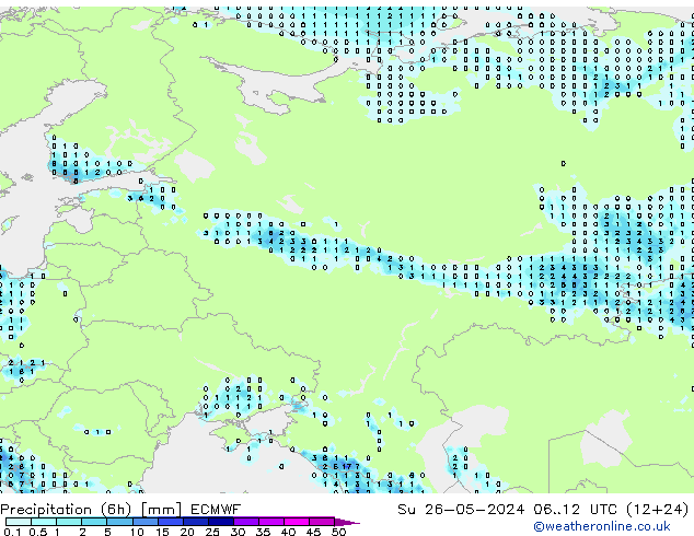 Precipitação (6h) ECMWF Dom 26.05.2024 12 UTC