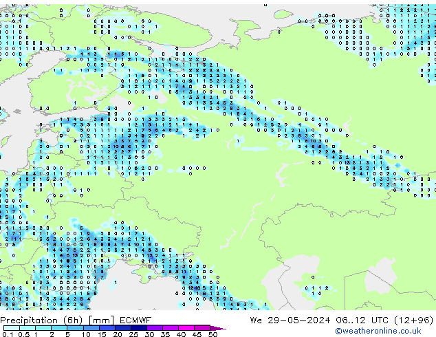 Z500/Rain (+SLP)/Z850 ECMWF mié 29.05.2024 12 UTC