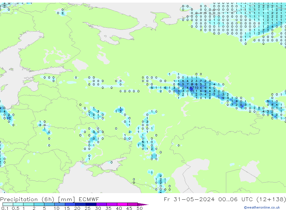 Z500/Regen(+SLP)/Z850 ECMWF vr 31.05.2024 06 UTC