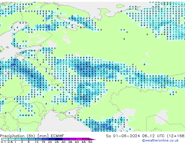 Z500/Rain (+SLP)/Z850 ECMWF сб 01.06.2024 12 UTC