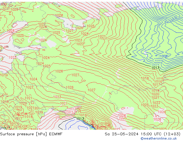 Surface pressure ECMWF Sa 25.05.2024 15 UTC