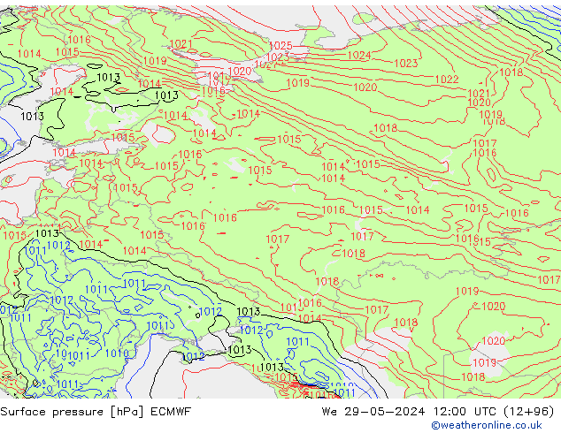 Luchtdruk (Grond) ECMWF wo 29.05.2024 12 UTC