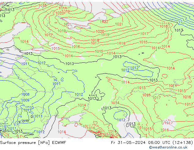 Surface pressure ECMWF Fr 31.05.2024 06 UTC