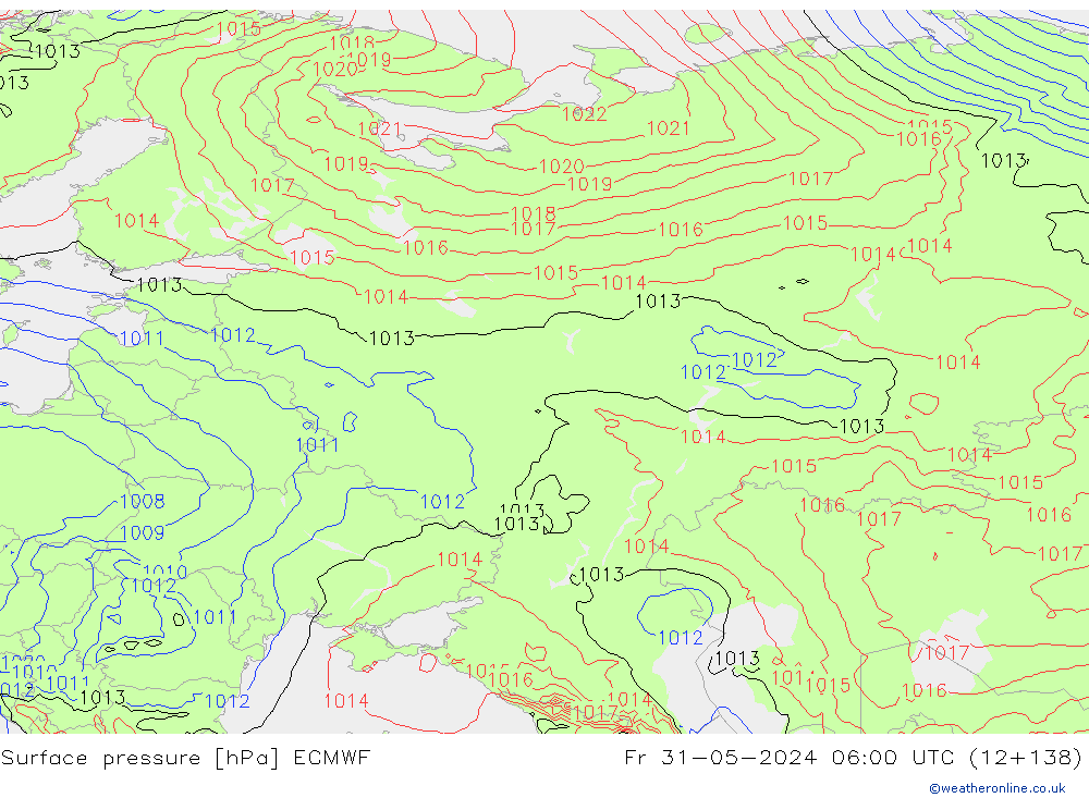 Pressione al suolo ECMWF ven 31.05.2024 06 UTC