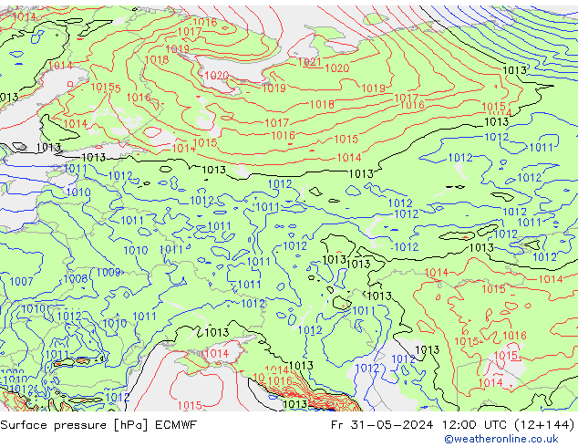 Pressione al suolo ECMWF ven 31.05.2024 12 UTC