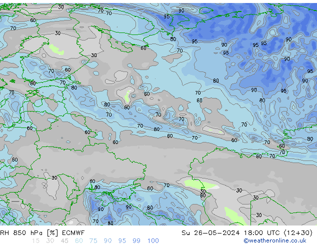 850 hPa Nispi Nem ECMWF Paz 26.05.2024 18 UTC