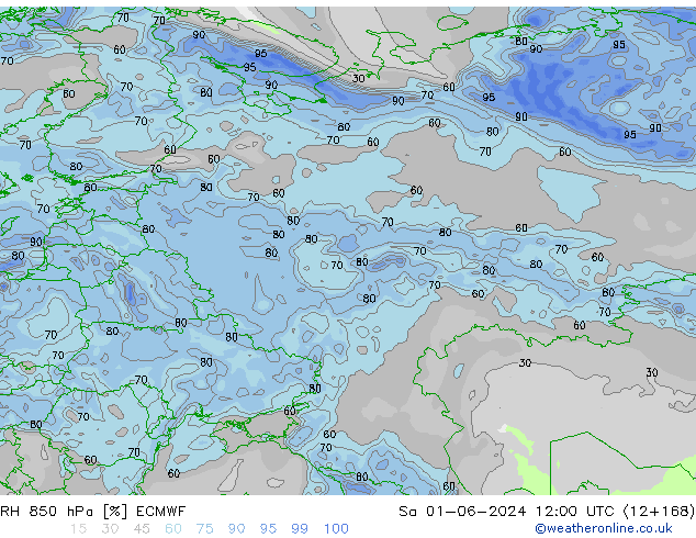 RH 850 hPa ECMWF Sa 01.06.2024 12 UTC