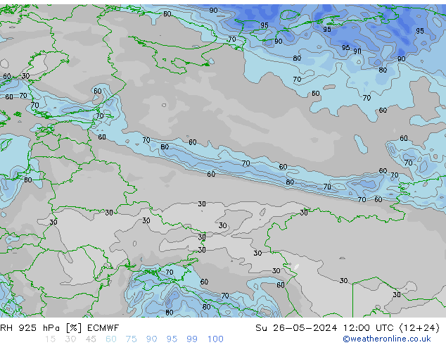 RH 925 hPa ECMWF Dom 26.05.2024 12 UTC