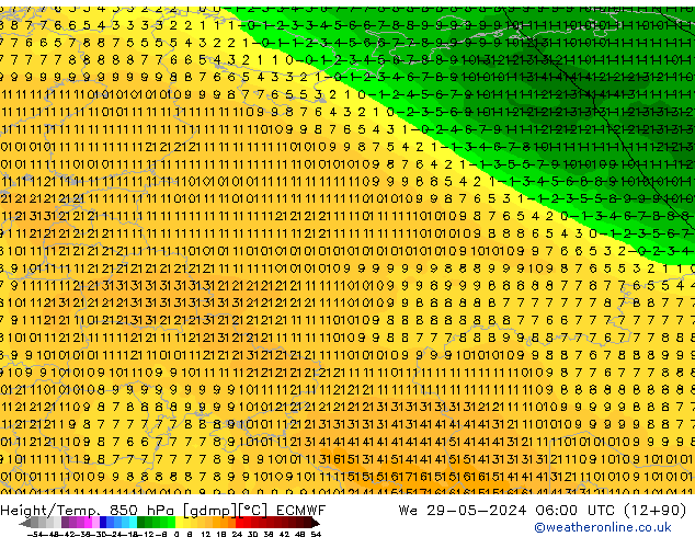 Z500/Rain (+SLP)/Z850 ECMWF We 29.05.2024 06 UTC