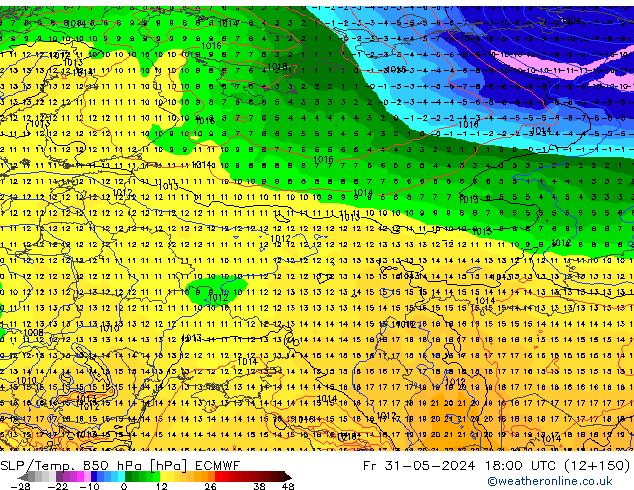 SLP/Temp. 850 hPa ECMWF Fr 31.05.2024 18 UTC