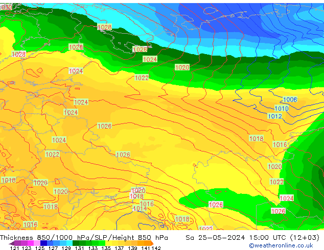 850-1000 hPa Kalınlığı ECMWF Cts 25.05.2024 15 UTC