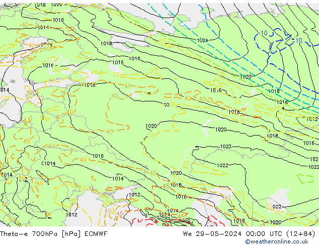 Theta-e 700hPa ECMWF  29.05.2024 00 UTC